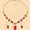 Rectangle Horse Eye Alloy & Resin Pendant Necklaces & Dangle Earrings Sets FS-WGE4E7B-01-3