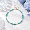 Dyed Natural Howlite Chip & Glass Beaded Anklets AJEW-AN00682-03-1