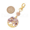 Natural Amethyst Chips Beads & Alloy Tree of Life Pendant Decorations HJEW-JM03129-01-3