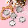Tibetan Style Alloy Flat Round Pendant Cabochon Settings TIBEP-S238-AS-NR-3