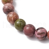 Natural Unakite & White Jade & Rhodonite Round Beaded Stretch Bracelets BJEW-JB11953-01-4