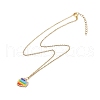 Rainbow Color Japanese Seed Braided Heart Pendant Necklace with 304 Stainless Steel Chains for Women NJEW-MZ00005-3