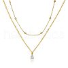 2Pcs Brass Clear Cubic Zirconia Double Layer Pendant Necklaces WGAA16F-07-2