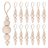 Wood Round Beads Pendant Decoration HJEW-CA00009-1