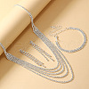 Alloy Crystal Rhinestone Tassel Multilayer Necklaces & Stud Earrings & Chain Bracelets Sets FS-WG38DB5-01-4