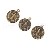 Antique Bronze Flat Round with Saint Benedict Tibetan Style Alloy Pendants X-TIBEB-A9489-AB-FF-3