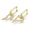 Brass Micro Pave Cubic Zirconia Dangle Huggie Hoop Earrings KK-R137-019B-NF-3