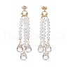 Clear Glass Teardrop Tassel Chandelier Earrings EJEW-TA00154-3