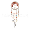 Wire Wrapped Natural Red Agate Chip Tree of Life Window Hanging Prism Ornaments HJEW-TA00283-02-1