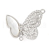 Brass Micro Pave Clear Cubic Zirconia with Natural Shell Fold Over Clasps KK-G505-28P-1