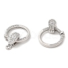 Brass Micro Pave Clear Cubic Zirconia Fold Over Clasps KK-K333-54P-2