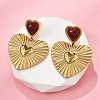 304 Stainless Steel Dangle Stud Earrings with Resin EJEW-V016-07G-2