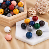 220Pcs 11 Colors Painted Natural Wood European Beads WOOD-TA0001-54-14