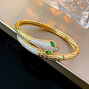 Brass Micro Pave Cubic Zirconia Bangles for Women BJEW-H203-01A-G-1