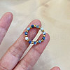 201 Stainless Steel with Natural Blue Spot Jasper Round Beaded Stretch Finger Rings FS-WGCE9C4-01-2