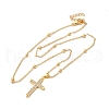 Brass Micro Pave Clear Cubic Zirconia Pendant Necklaces for Women NJEW-S429-06G-02-2