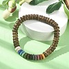 Dyed Natural Lava Rock & Coconut Rondelle Beaded Stretch Bracelet BJEW-JB09678-2