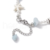 Summer Natural Dyed Aquamarine & Round White Jade & Natural Sea Shell & Shell Pearl & Synthetic Turquoise Starfish Beaded Anklets AJEW-AN00693-5
