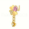 Brass Pave Pearl Pink Cubic Zirconia Dangle L-Shaped Nose Rings FS-WG9779A-06-1