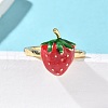 Brass Enamel Adjustable Cuff Rings for Women RJEW-G350-01A-G-3