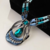 Teardrop Zinc Alloy Enamel & Glass Pendant Necklace & Stud Dangle Earring Sets FS-WG4650C-01-4