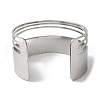 Stainless Steel Hollow Striped Open Cuff Bangles for Women BJEW-G719-06P-3