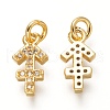 Brass Micro Pave Clear Cubic Zirconia Pendants ZIRC-P081-G08-RS-2