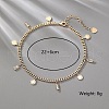 Brass Rectangle Disc Tassel Twisted Chain Women's Anklets for Vacation and Daily Wear QT1319-3