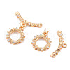 Brass Micro Pave Clear Cubic Zirconia Toggle Clasps KK-S356-579-NF-2