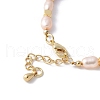 Brass & Natural Pearl and Dyed Hot Pink Imperial Jasper Round Beaded Bracelet Making KK-F892-22G-3