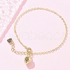 Brass Micro Pave Cubic Zirconia Charm Bracelets for Women BJEW-C083-11G-2