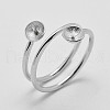 Anti-Tarnish Rhodium Plated 925 Sterling Silver Finger Ring Components STER-A070-040-1