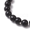 Halloween Theme Baking Painted Glass Round Beads Stretch Bracelets for Women BJEW-MZ00186-01-4