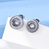 304 Stainless Steel Flat Round Stud Earrings EJEW-C099-23P-03-2