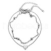 Alloy Heart Beaded Multi-strand Anklets WGF3DB1-01-3