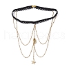 304 Stainless Steel Cable Chains & Electroplated Shell Pendant Tassel Thigh Leg Chains AJEW-AN00649-02-3