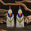 Bohemian Style Floral Glass Bead Tassel Dangle Earrings for Women AQ3519-2-1