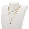 Brass Micro Pave Clear Cubic Zirconia Pendant Necklaces & Paperclip Chain Necklaces Set NJEW-JN03354-04-3