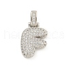 Brass Micro Pave Clear Cubic Zirconia Pendants KK-B099-01P-F-1