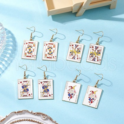 Alloy Enamel Playing Card Dangle Earrings EJEW-JE06401-1