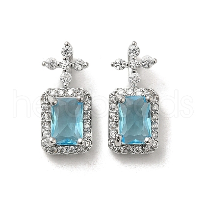 Brass Micro Pave Cubic Zirconia and Glass Pendants KK-H455-20P-1
