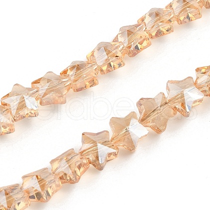 Electroplate Transparent Glass Beads Strands EGLA-U004-03A-PL03-1
