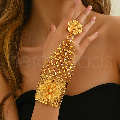 Luxurious Middle Eastern Bride Iron Ring Bracelets with Floral Design BA9055-1