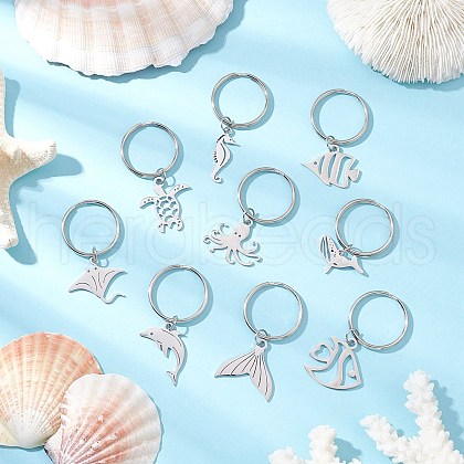 Ocean Theme 304 Stainless Steel Keychains KEYC-JKC01213-1