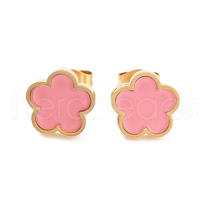 Flower Resin Stud Earrings EJEW-K281-01G-01-1