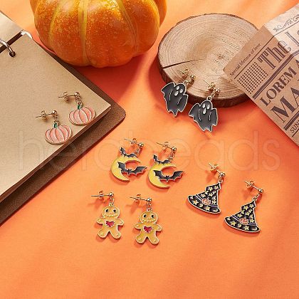 Halloween 304 Stainless Steel Stud Earrings EJEW-JE05247-S-1