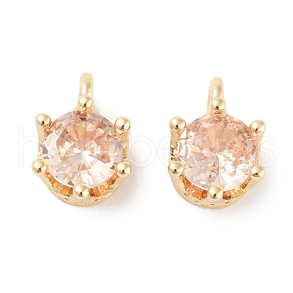Brass Micro Pave Cubic Zirconia Charms KK-C051-39G-01-1
