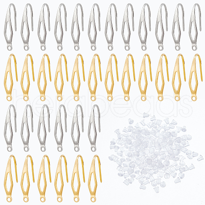 DICOSMETIC 100Pcs 2 Color 304 Stainless Steel Earring Hooks DIY-DC0001-45-1