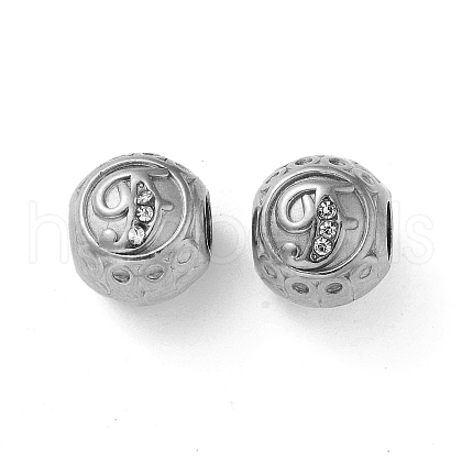 304 Stainless Steel Rhinestone European Beads STAS-A092-10F-P-1