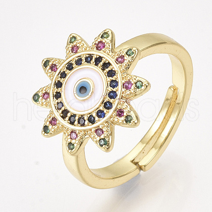 Adjustable Brass Micro Pave Cubic Zirconia Finger Rings RJEW-S044-024B-1